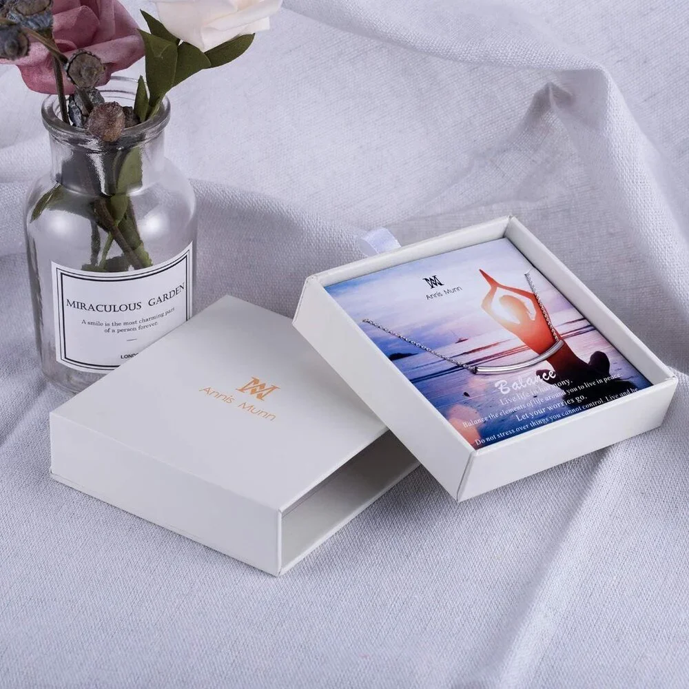 Balance Tube Bar Necklace - 925 Sterling Silver Bar Pendant Necklaces Simple Wom - Picture 7 of 7